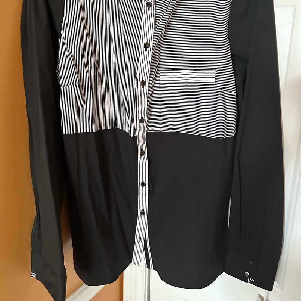Carlisle Per Se Monochrome Striped Blouse